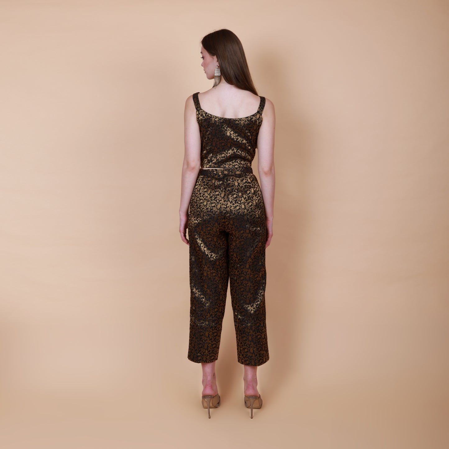 Black and Gold Silk Brocade Coord Set