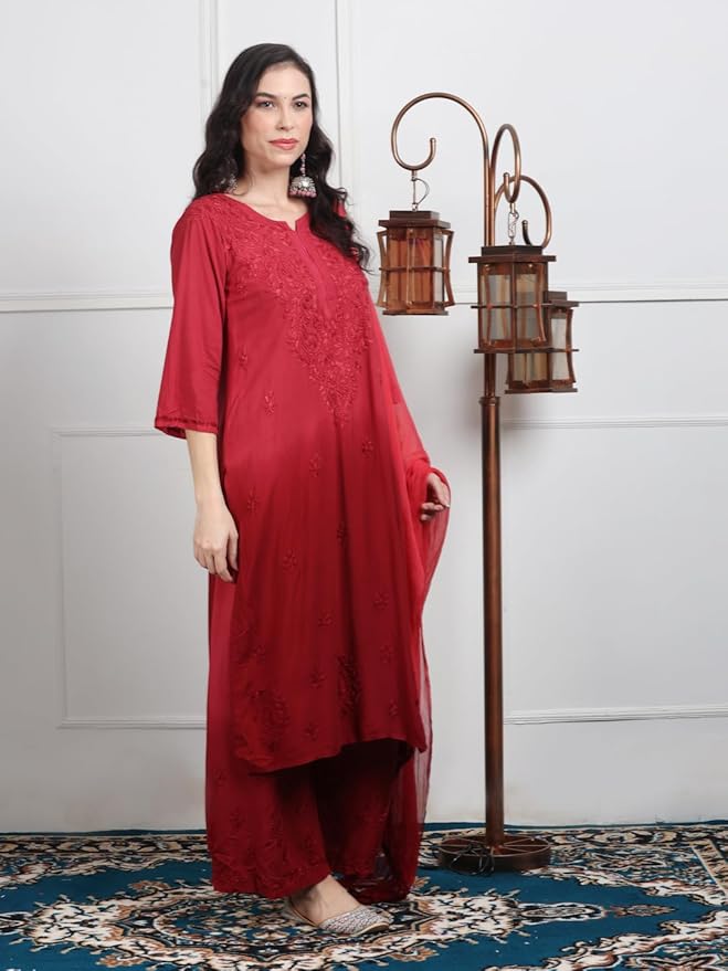 Ombre Kurta Palazzo Set with Dupatta