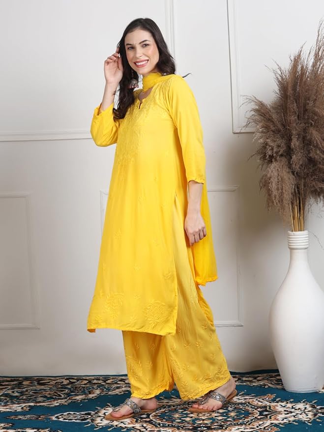 Ombre Kurta Palazzo Set with Dupatta