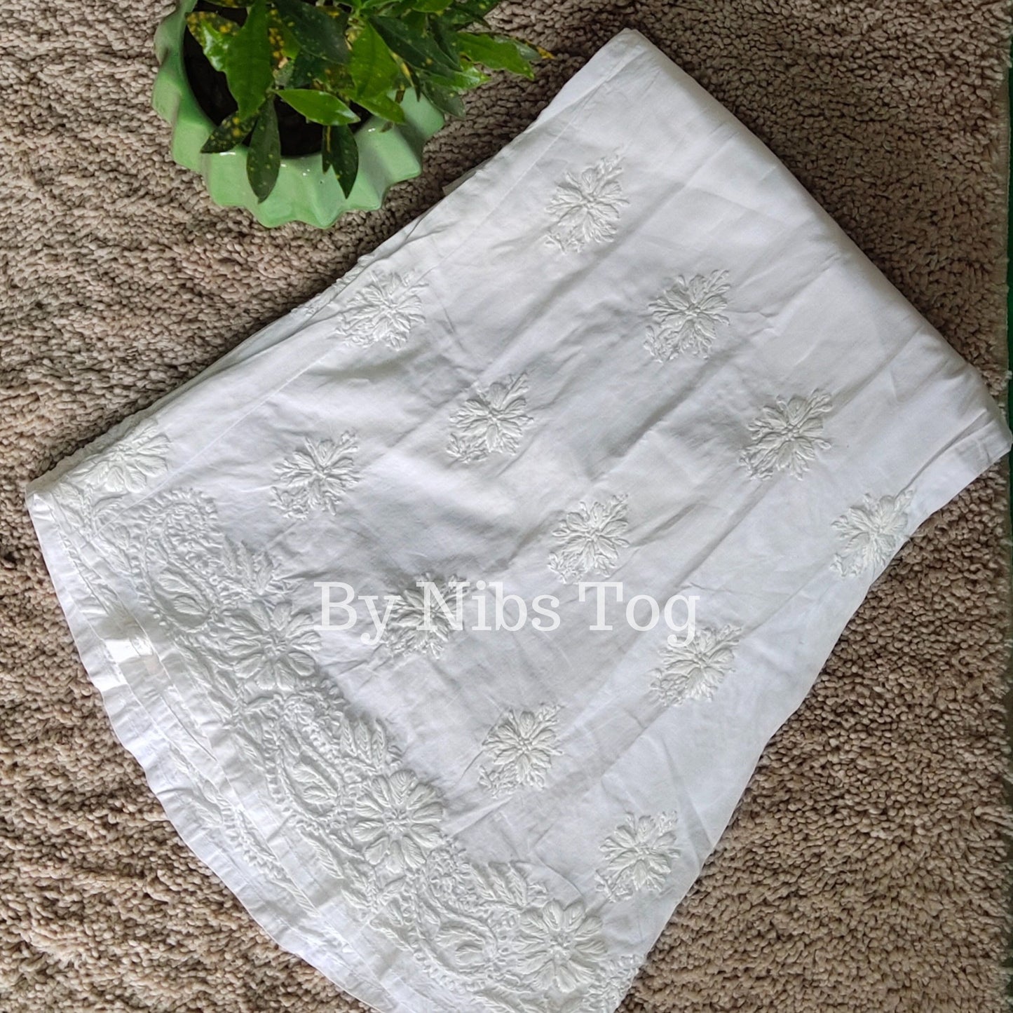 White Chikankari Palazzo Cotton