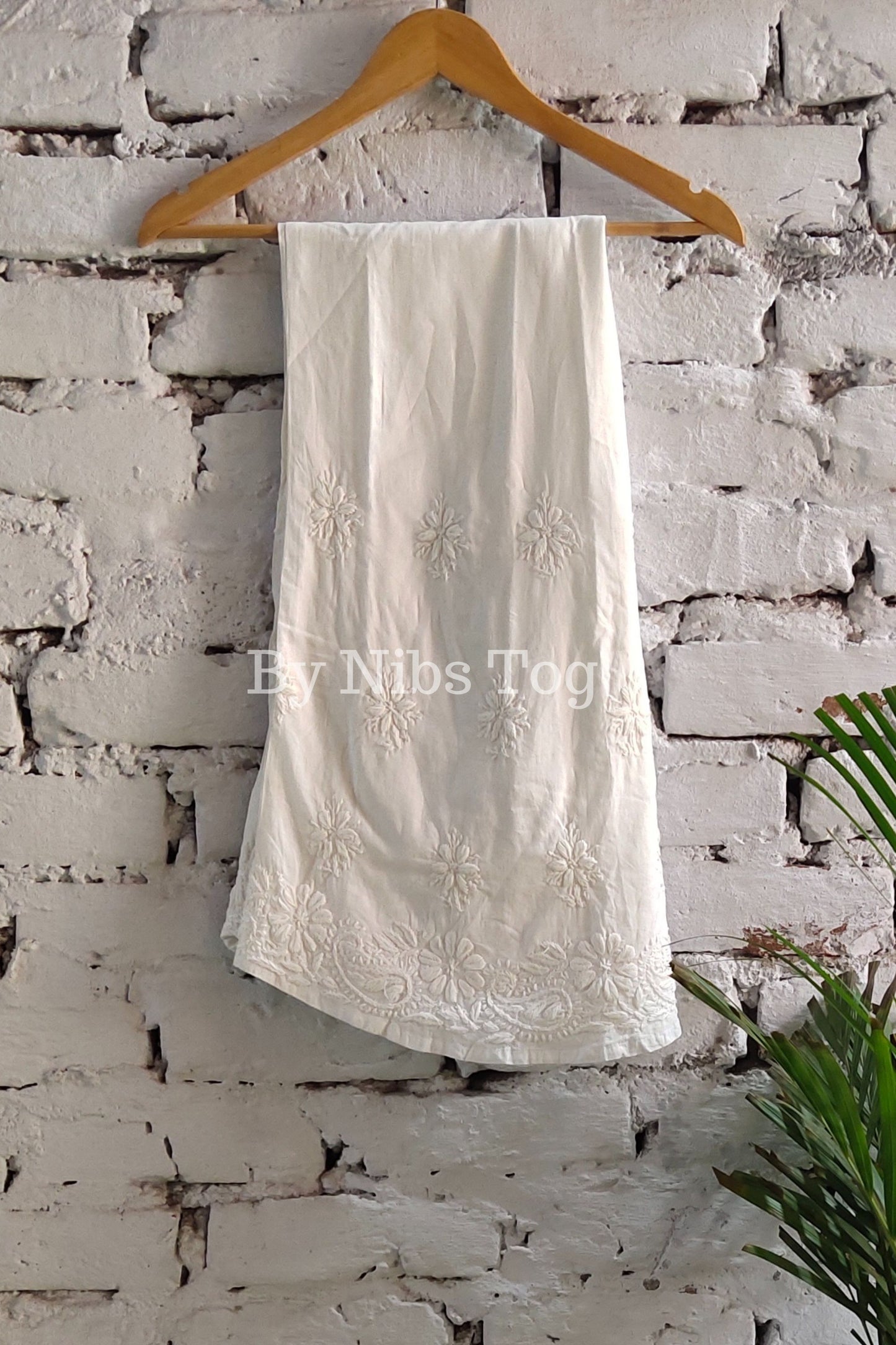 White Chikankari Palazzo Cotton
