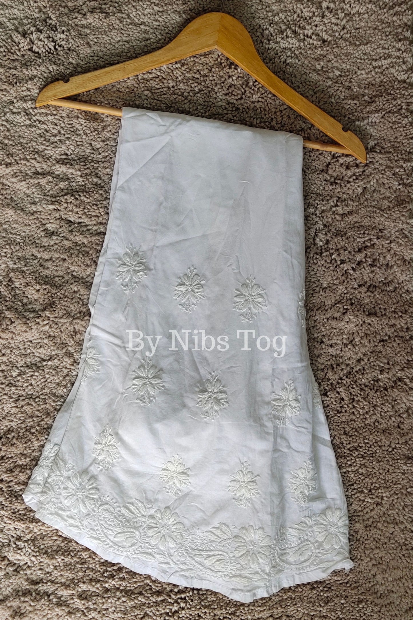 White Chikankari Palazzo Cotton