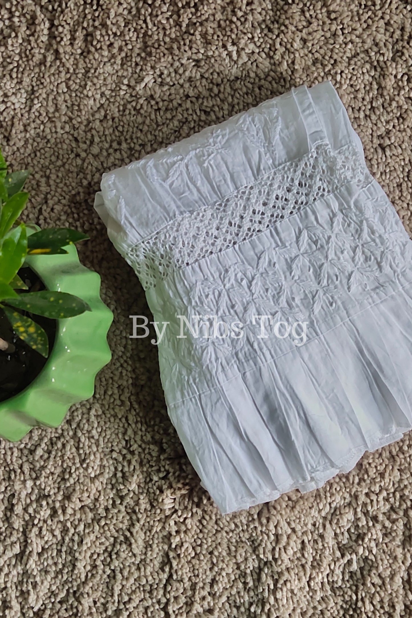 White Chikankari Pant Stretchable