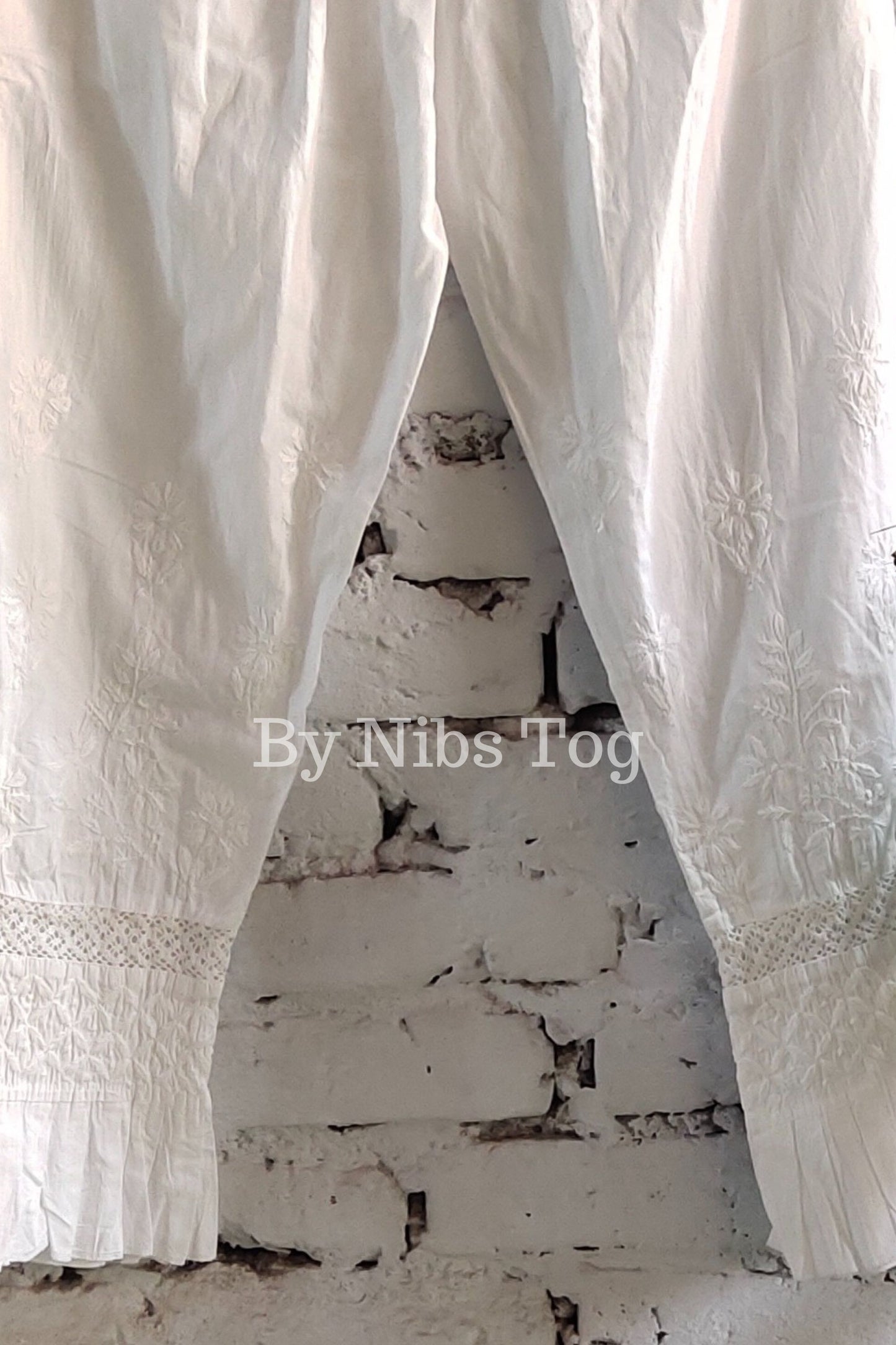 White Chikankari Pant Stretchable