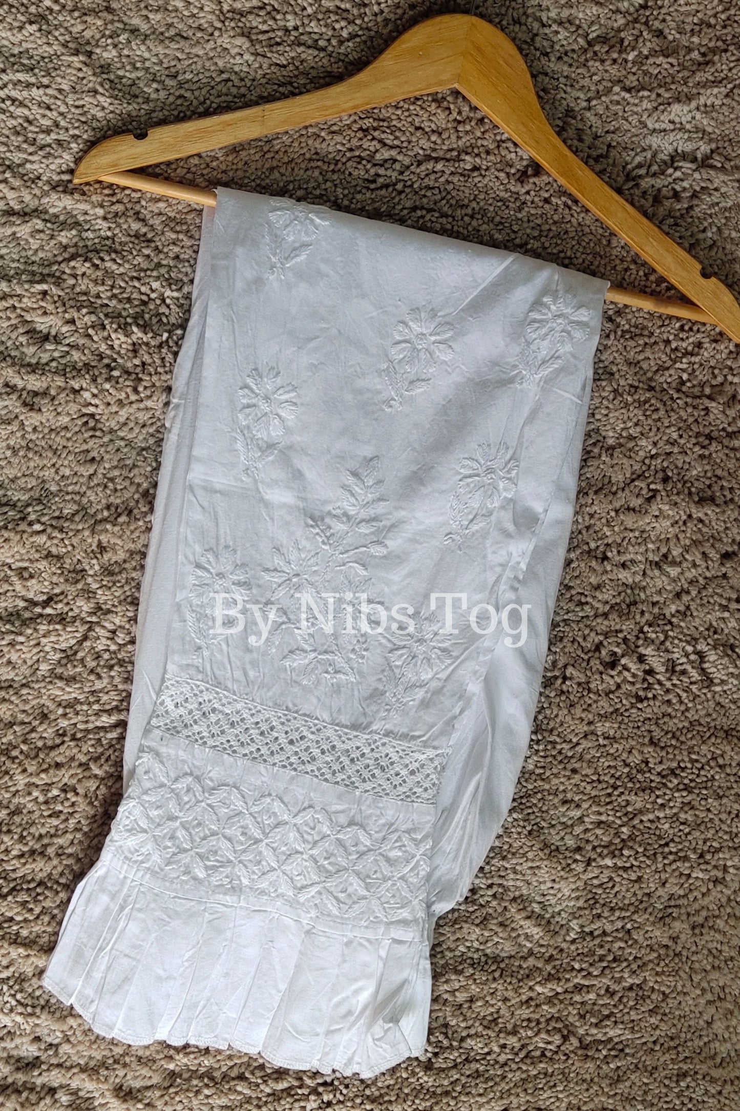 White Chikankari Pant Stretchable