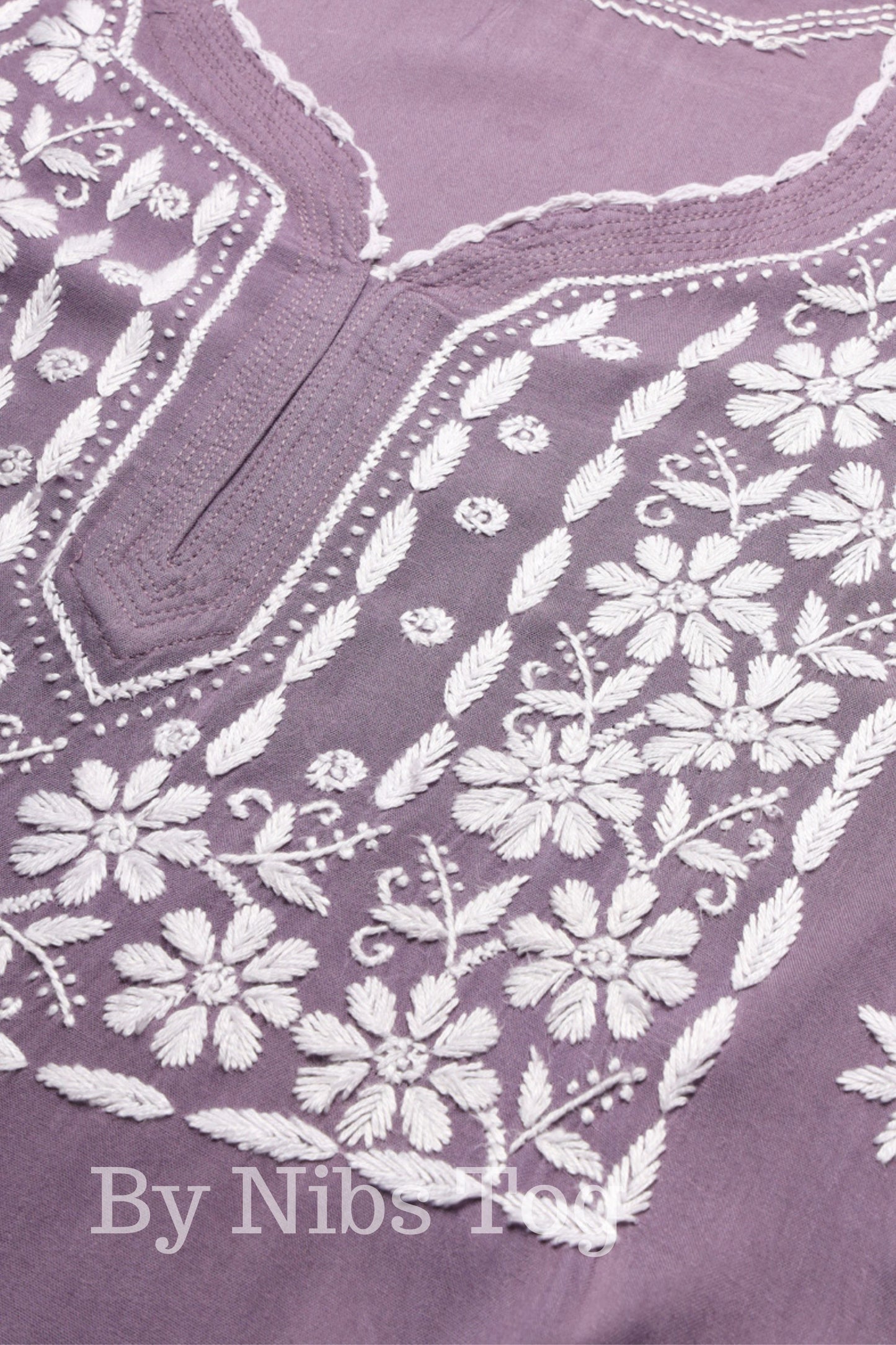 Purple Women's Straight Chikankari Kurti Rayon Cotton