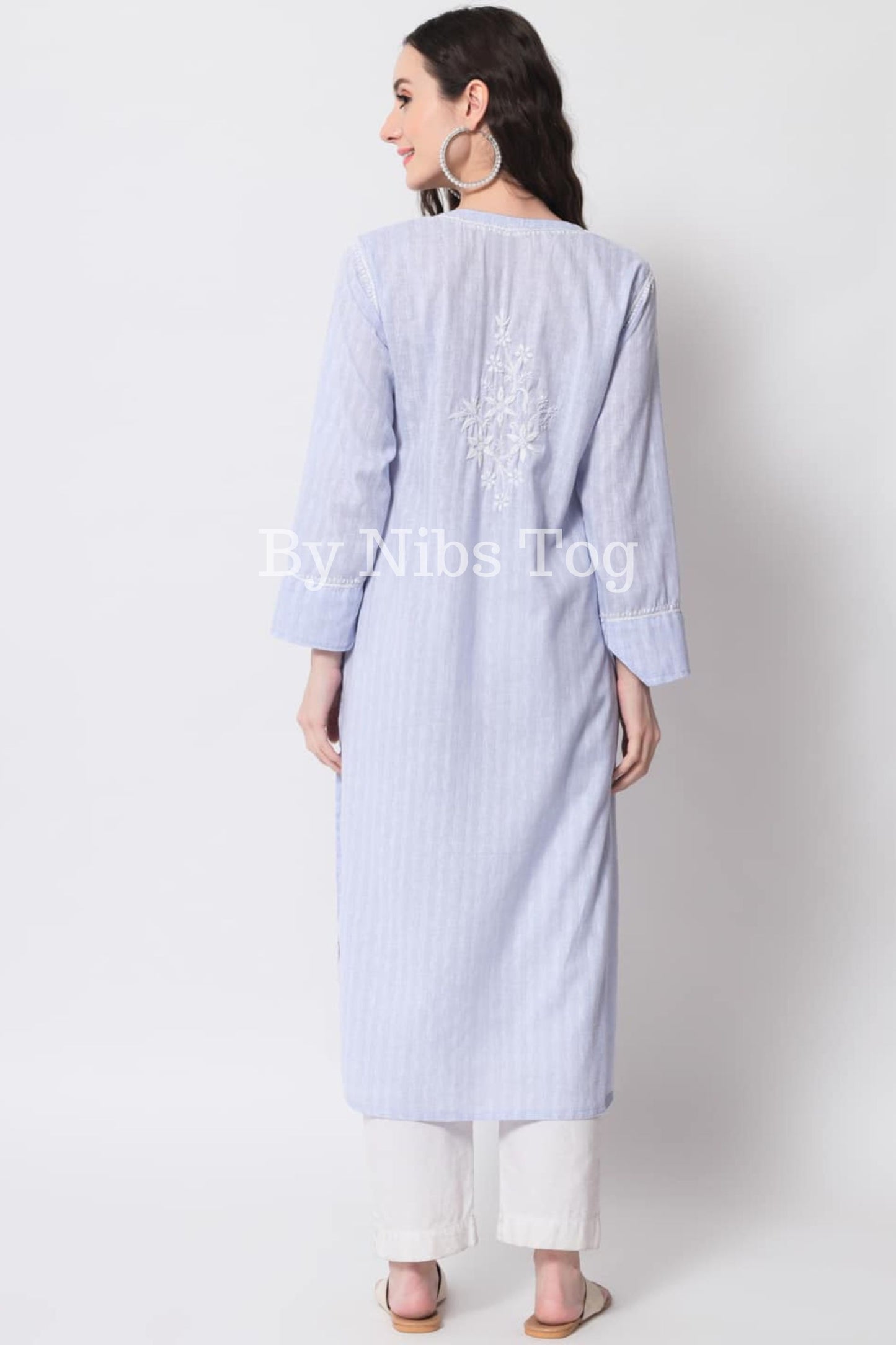 Lilac Chikankari Kurti for Women Cotton