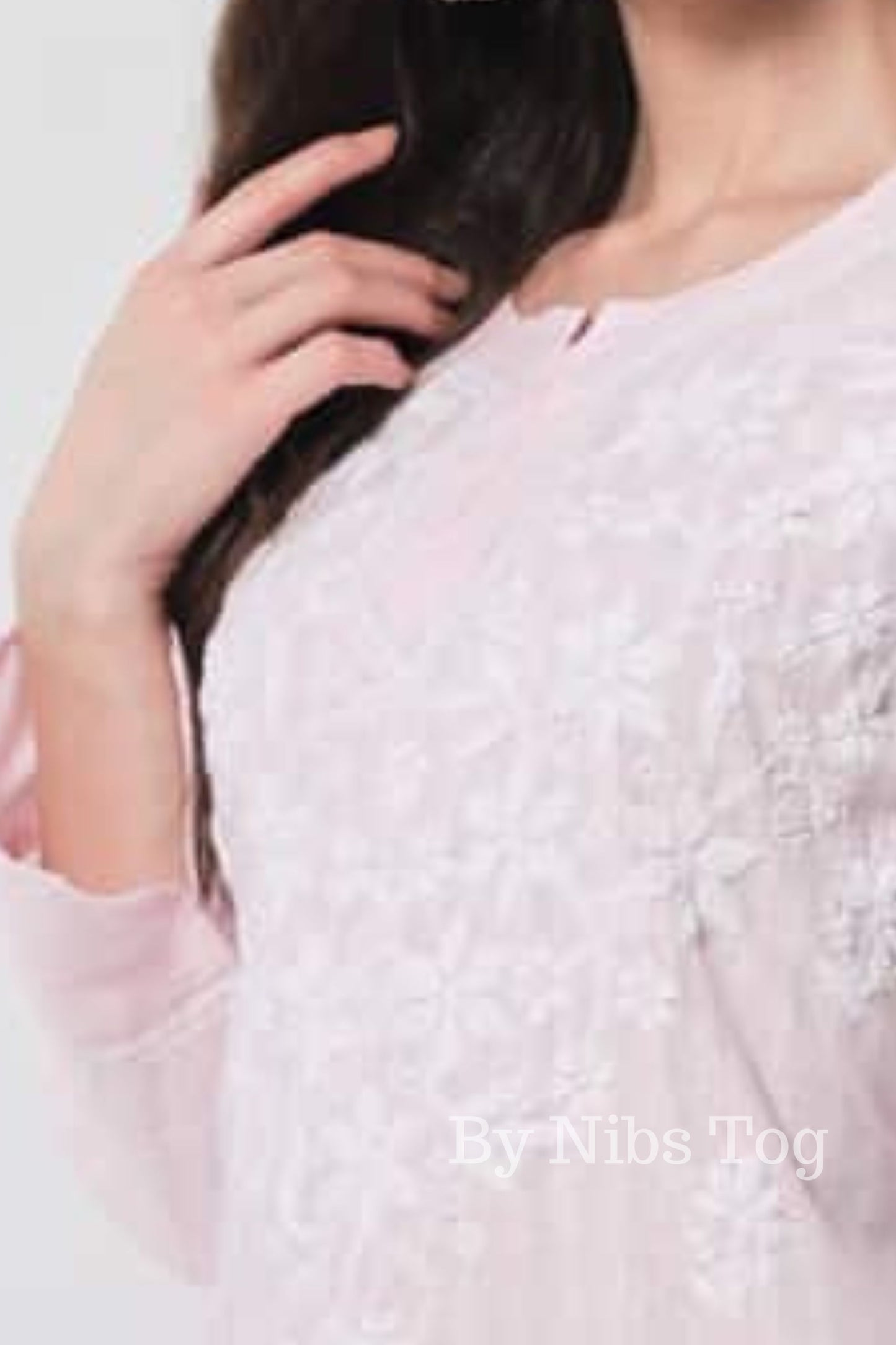 Cotton Chikankari Kurta for Women Pink Casual Wear