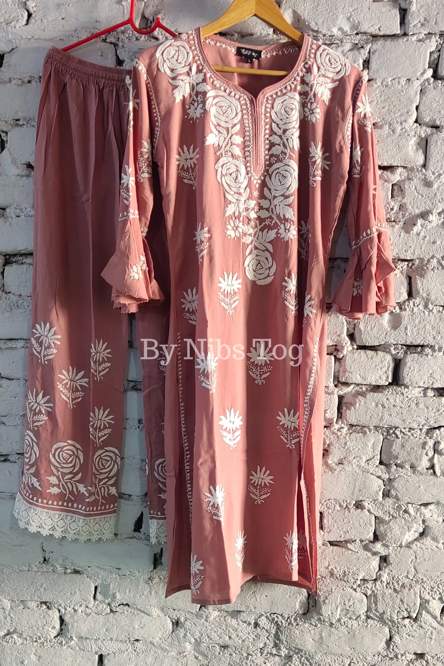Ryon Cotton Chikankari Kurta Palazzo Set for Women