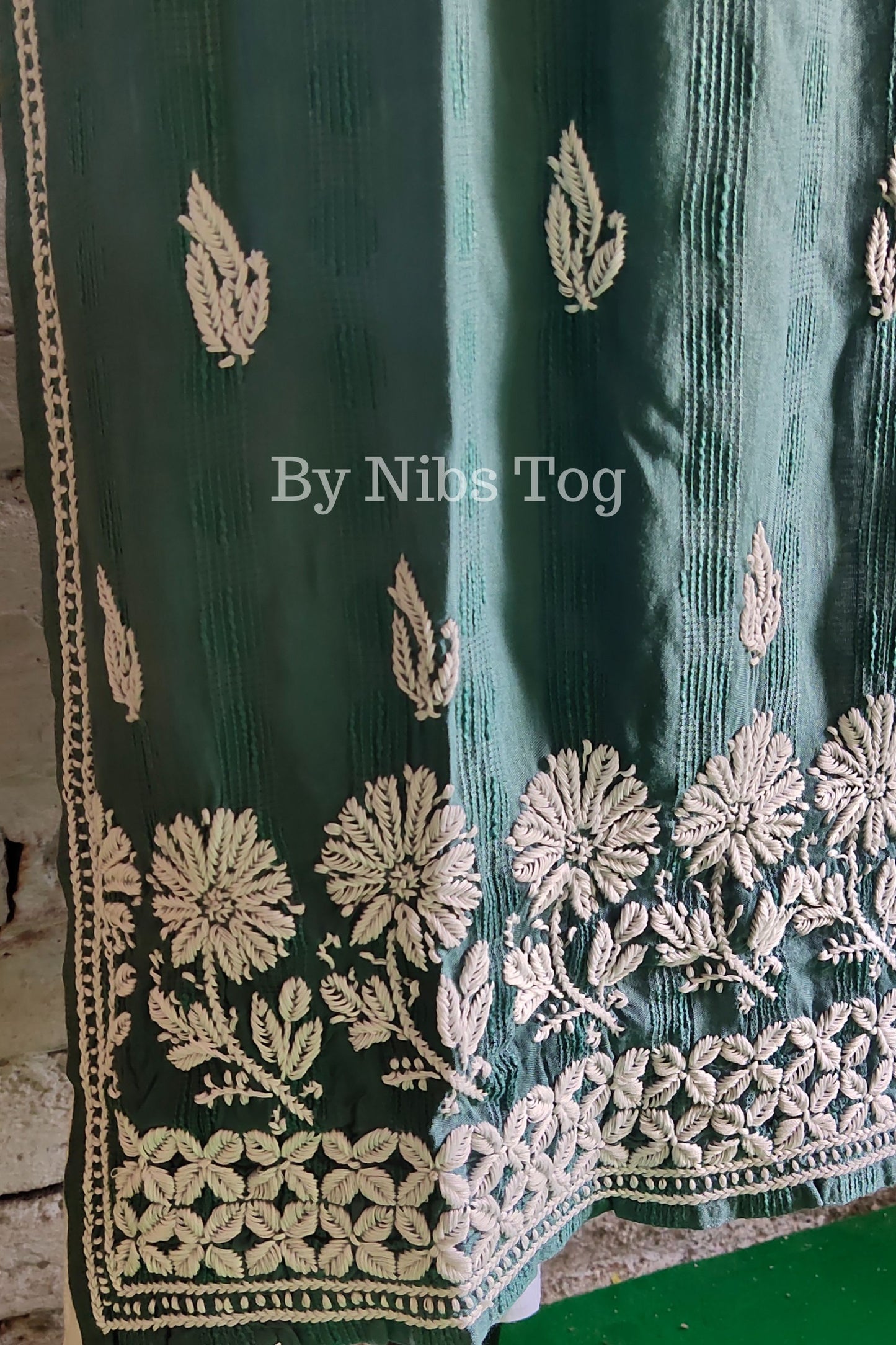 Cotton Straight Chikankari Kurta for Women Teal Green