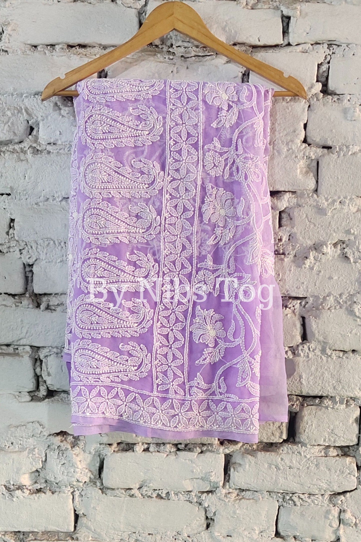 Lilac Chikankari Saree Georgette Full Jaal Work