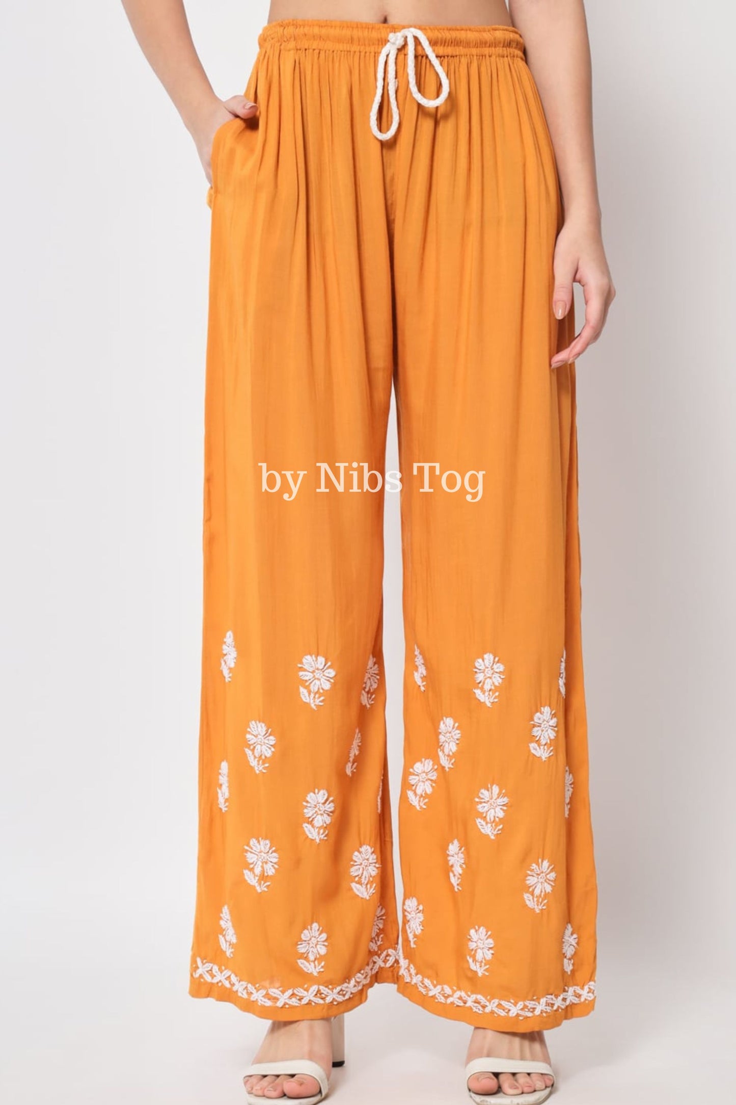 Yellow Chikankari Embroidered Kaftan Set for Women