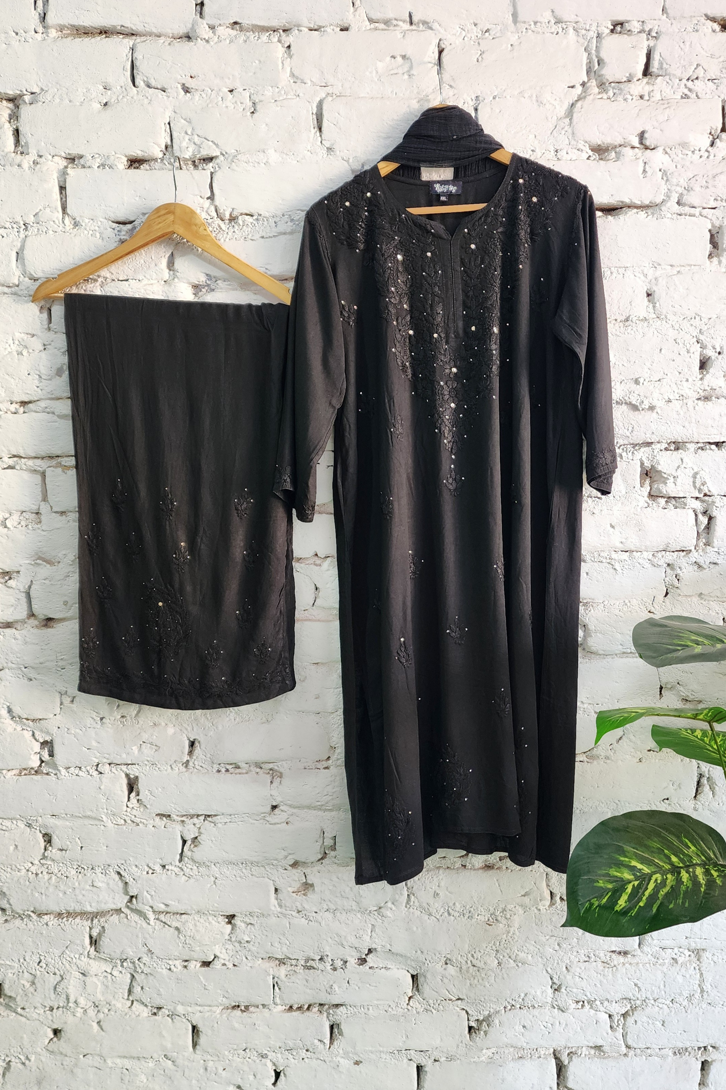 Chikankari Kurta Palazzo Set with Dupatta Cotton