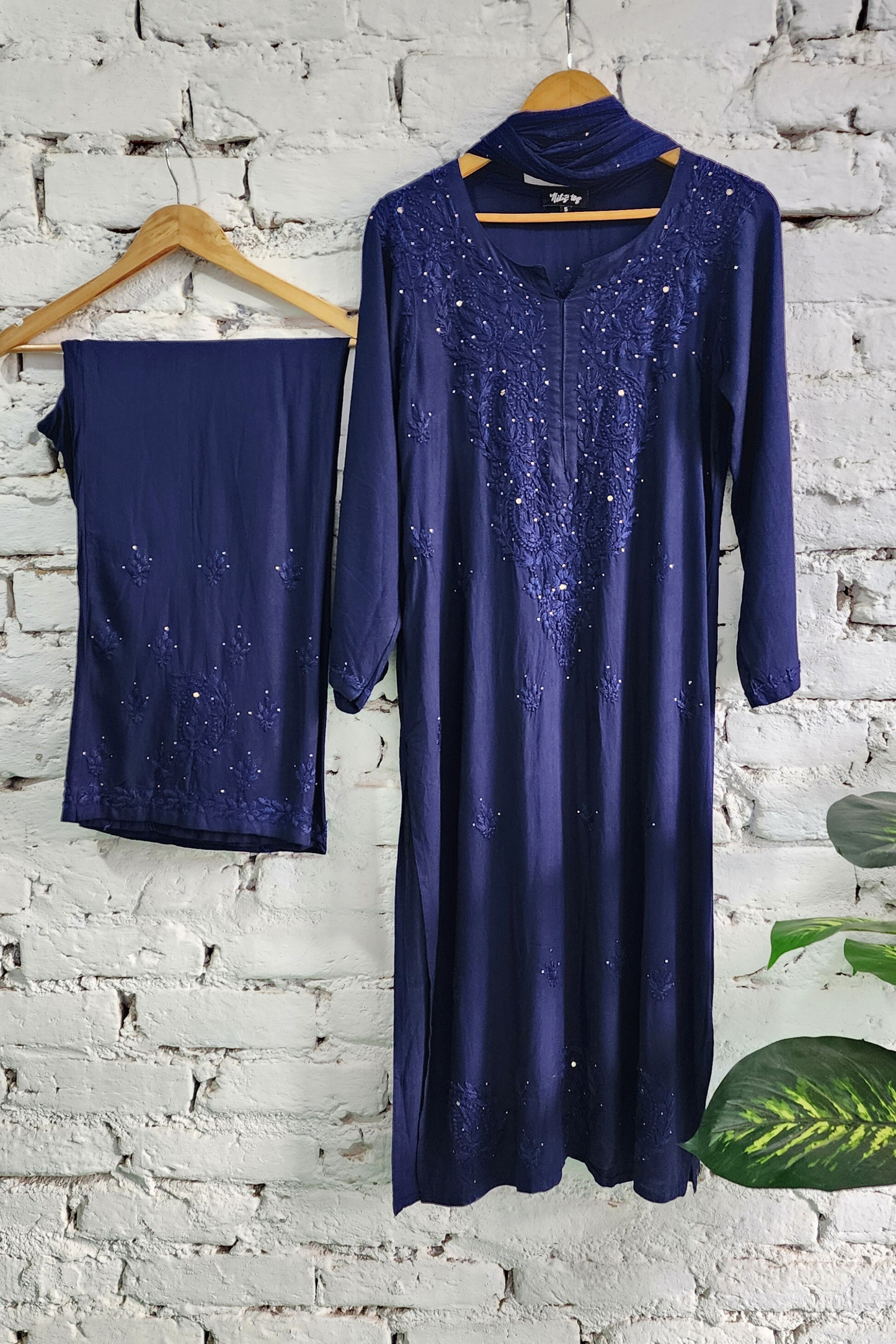 Chikankari Kurta Palazzo Set with Dupatta Cotton