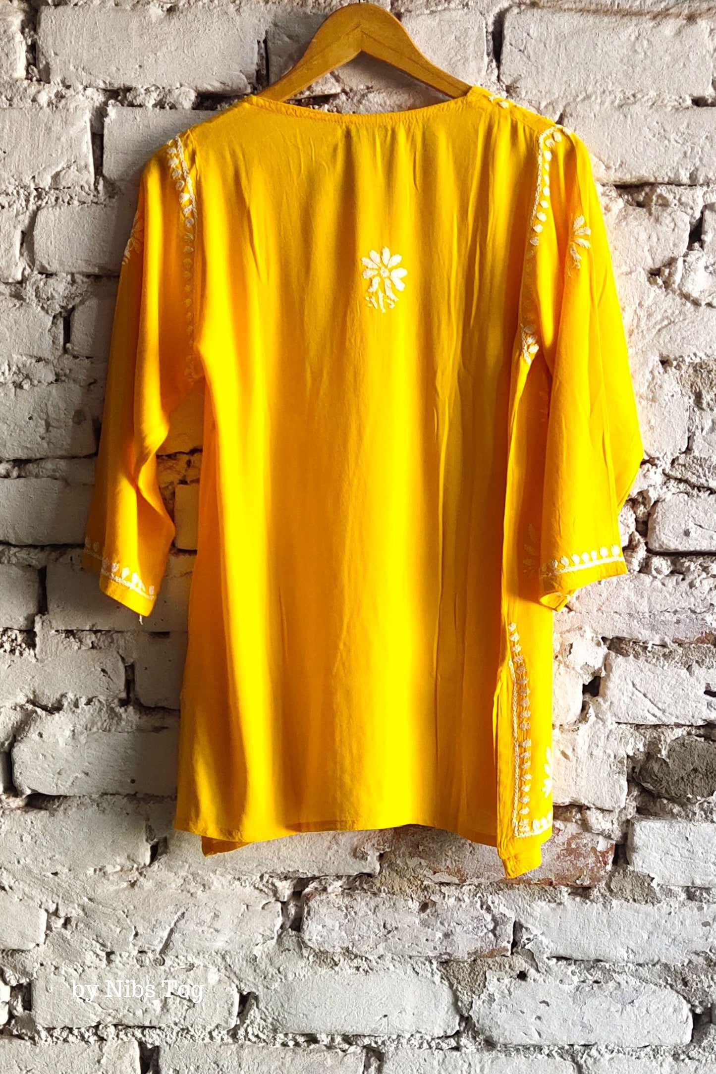 Mustard Yellow Rozana Chikankari Short Kurta Cotton