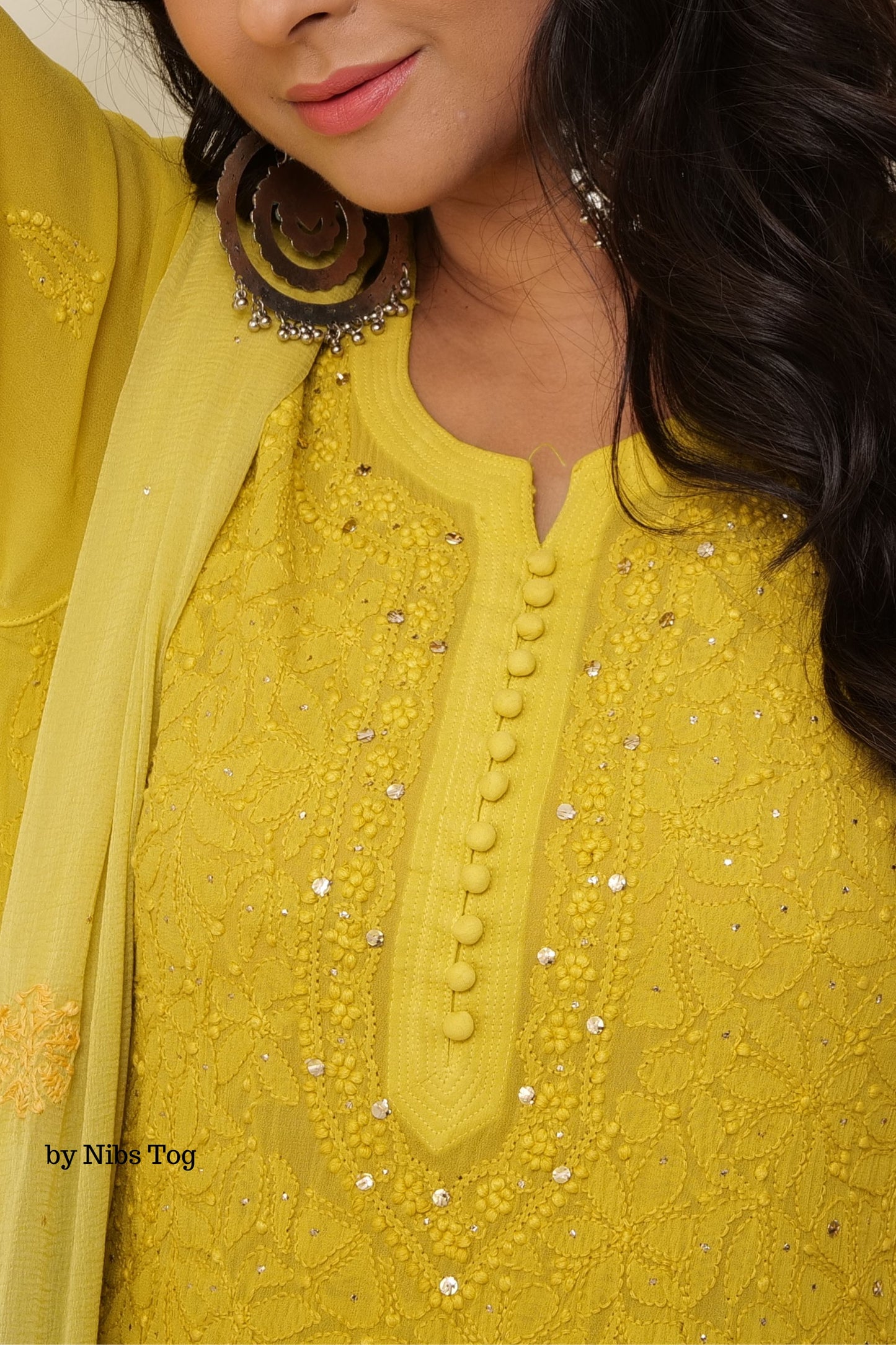 Ombre Green Shaista Chikankari Kurta Palazzo Set