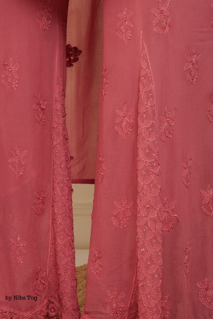 Nude ombre Noori Chikankari Kurta Palazzo Set with Dupatta