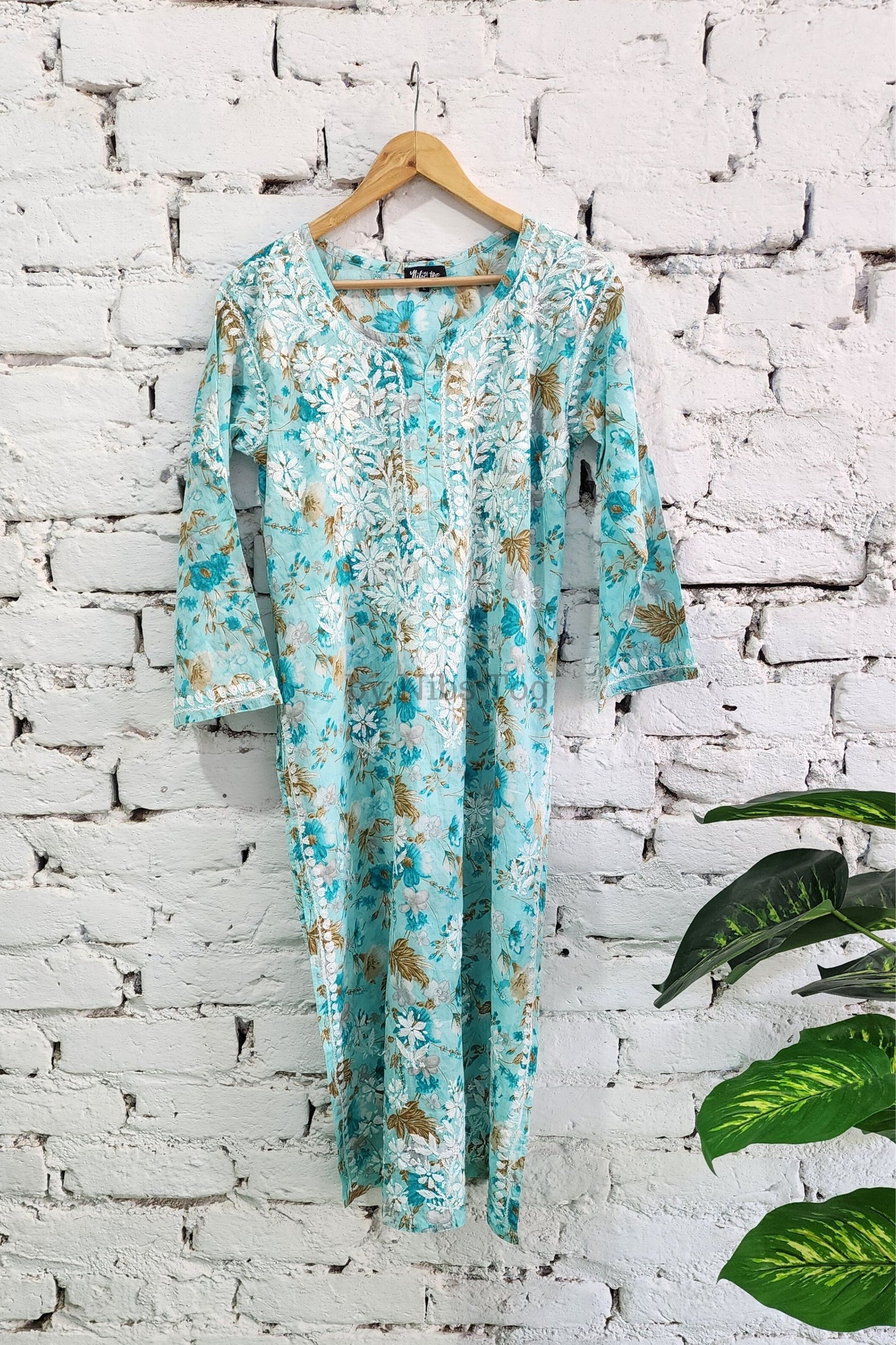 Meer Printed Cotton Chikankari Kurta Palazzo Set