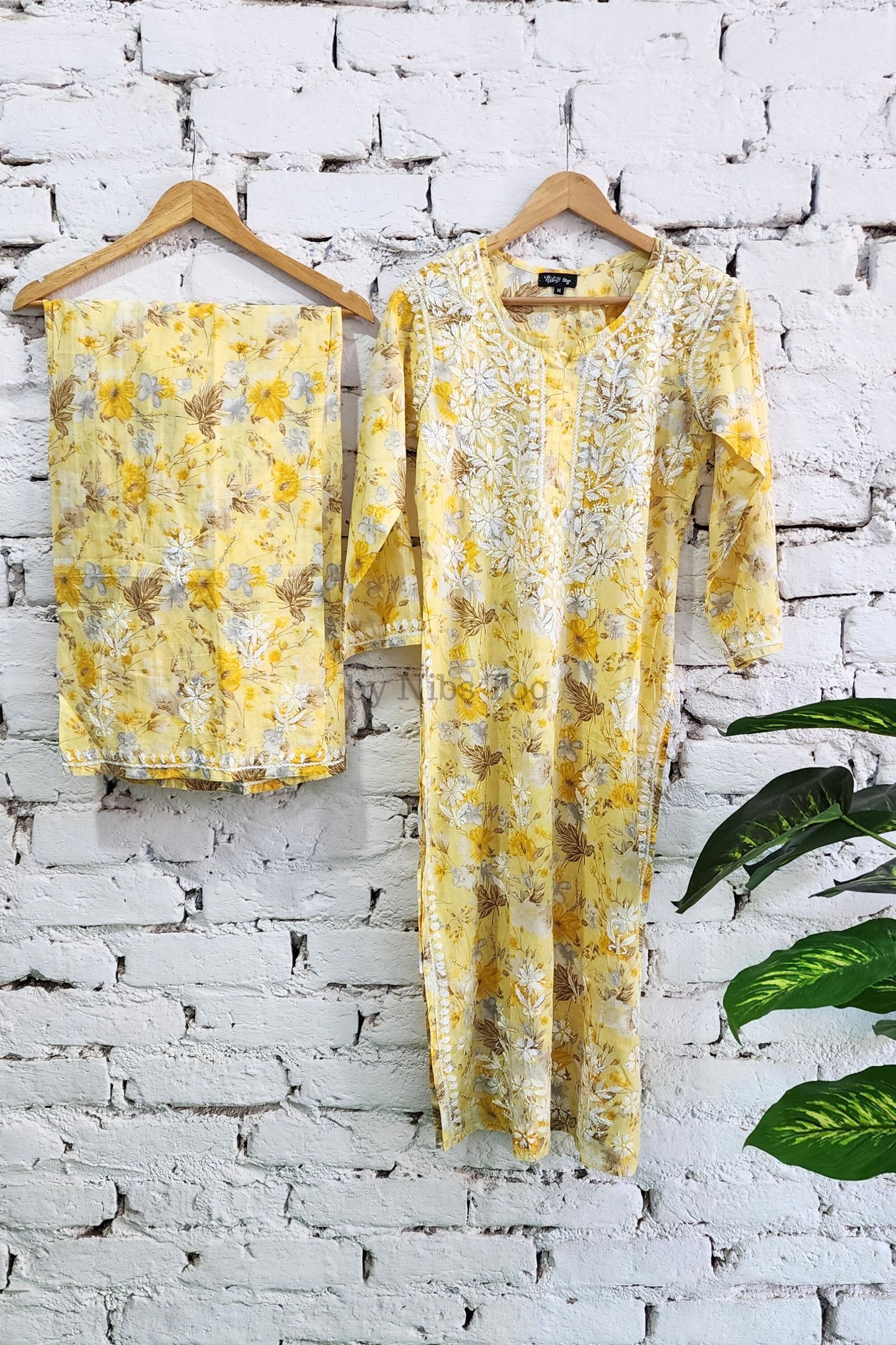 Meer Printed Cotton Chikankari Kurta Palazzo Set