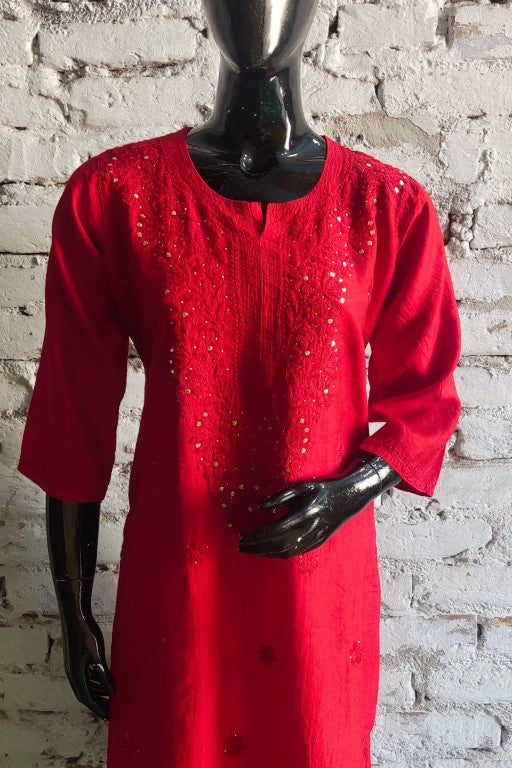 Afreen Red Chikankari Kurta Palazzo Set
