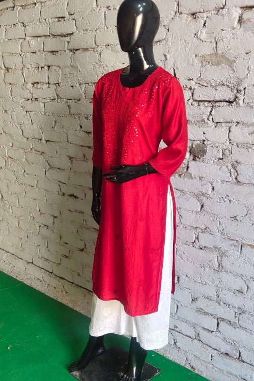 Afreen Red Chikankari Kurta Palazzo Set