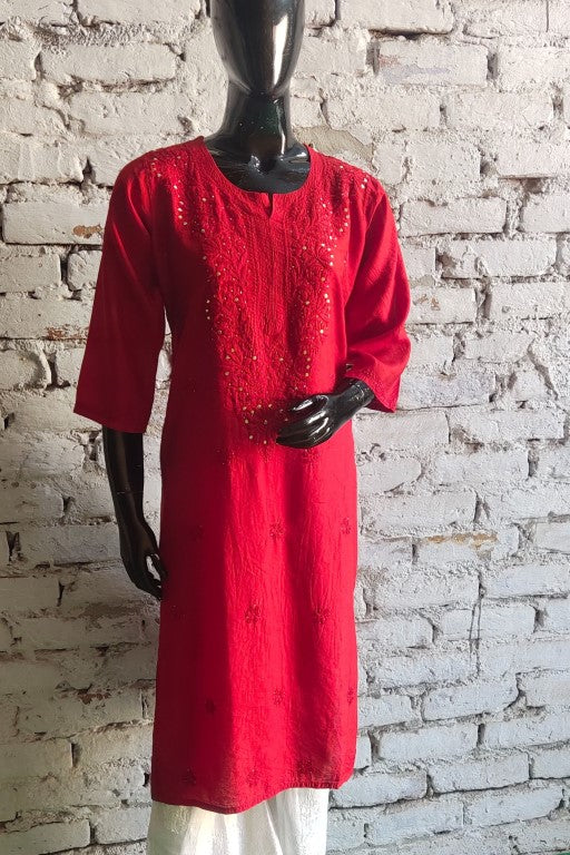 Afreen Red Chikankari Kurta Palazzo Set
