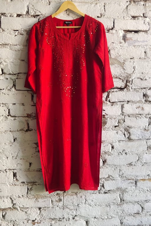 Afreen Red Chikankari Kurta Palazzo Set