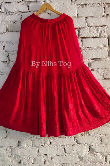 Strappy Red Chikankari Kurta Garara Set for Women