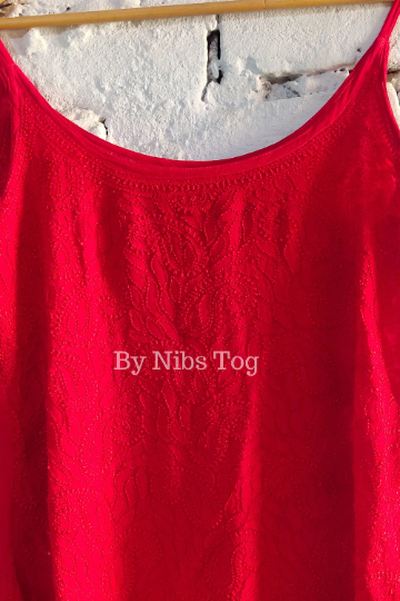 Strappy Red Chikankari Kurta Garara Set for Women