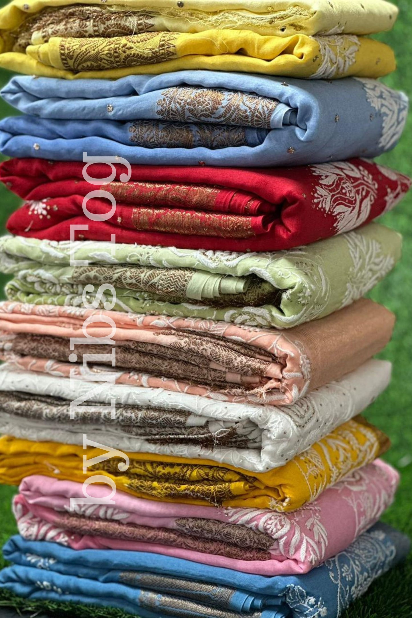 Maheshwari Silk Saree with Chikankari Hand Embroidery