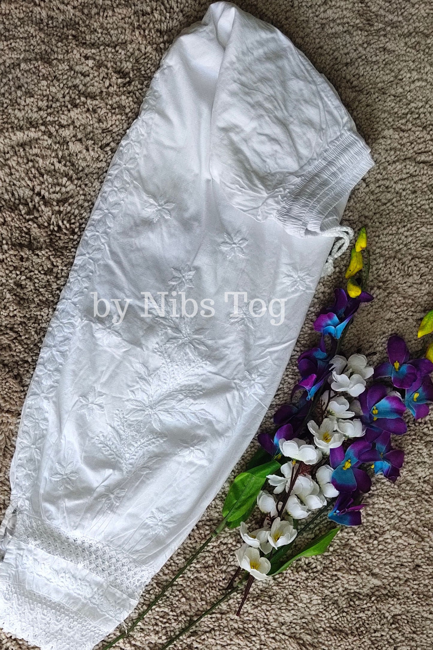 White Chikankari Afghani Pants for Women