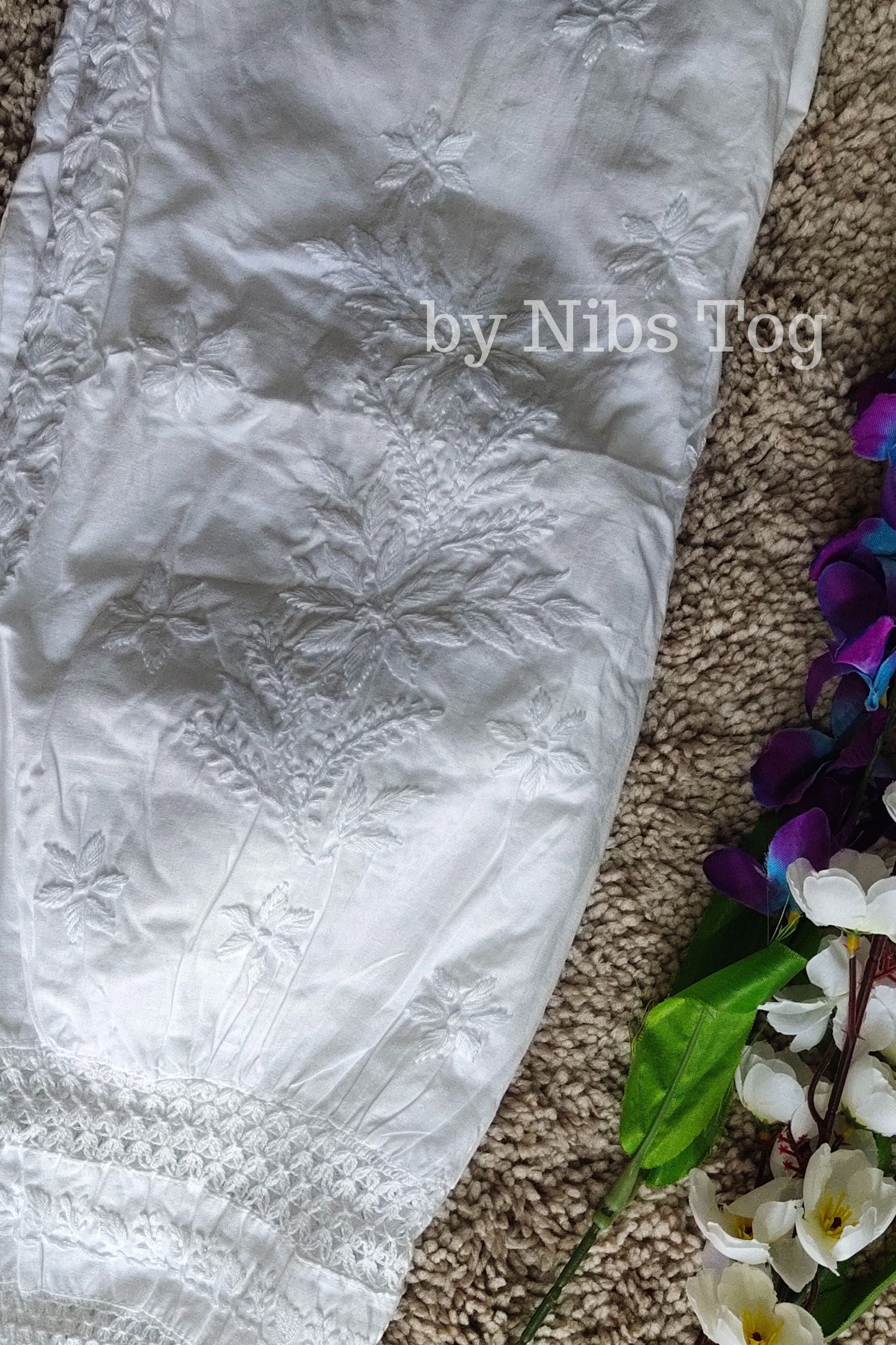 White Chikankari Afghani Pants for Women