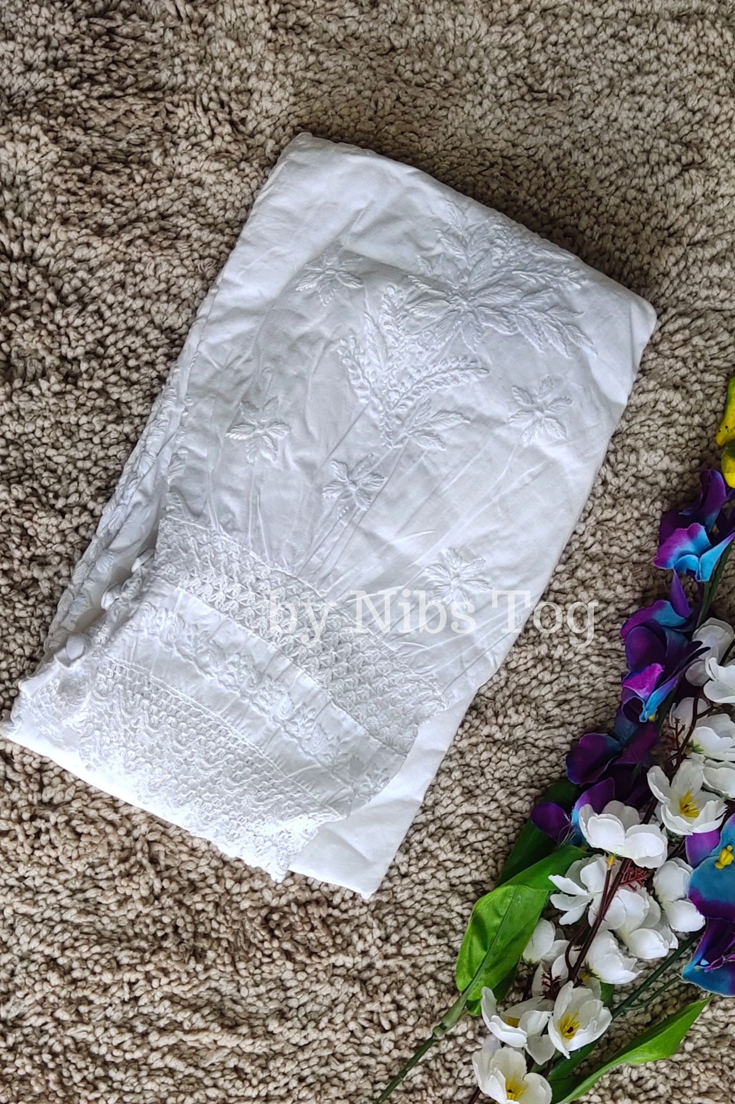 White Chikankari Afghani Pants for Women