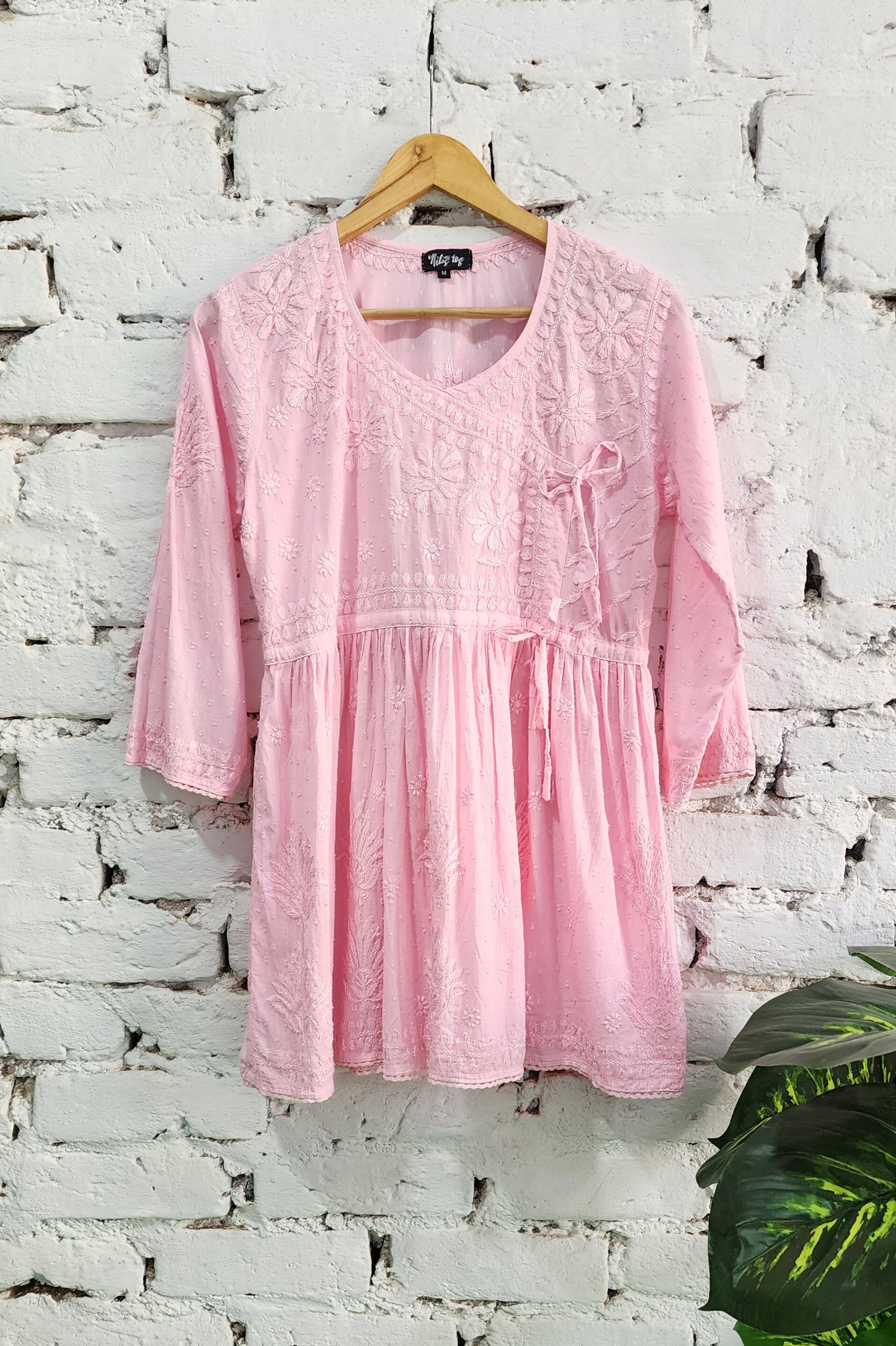 Ira Angrakha Chikankari Mulmul Cotton Short Kurta