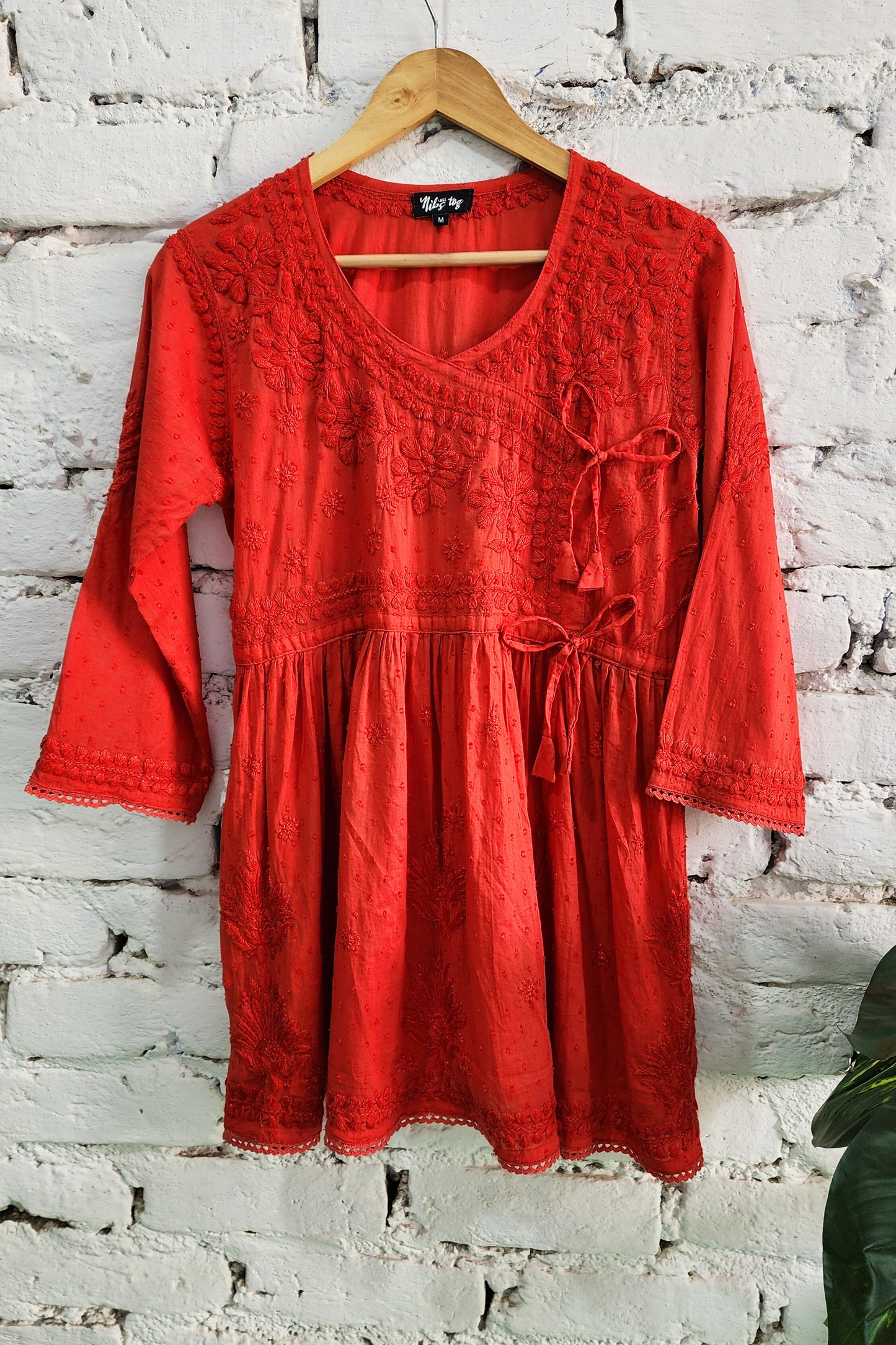 Ira Angrakha Chikankari Mulmul Cotton Short Kurta