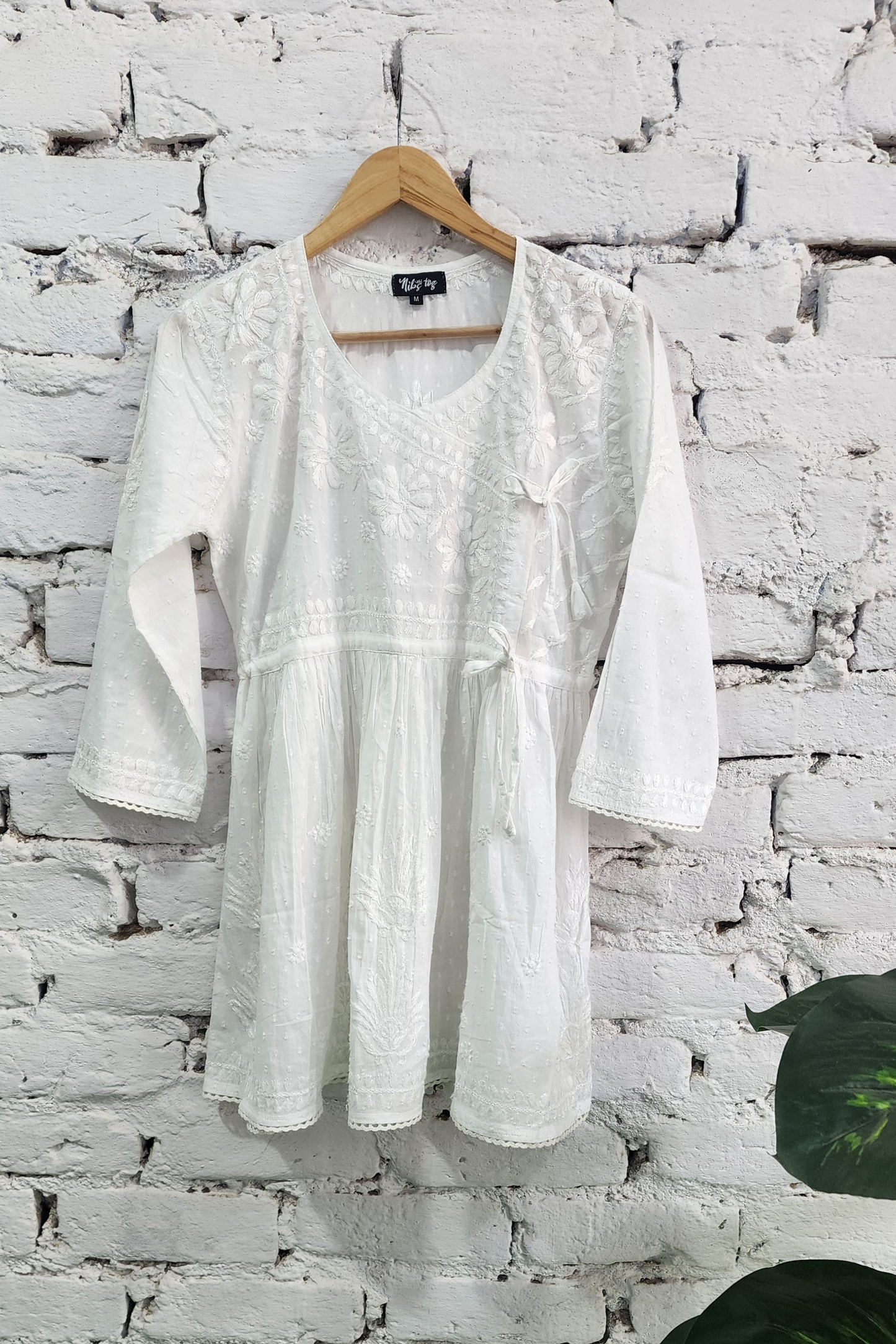 Ira Angrakha Chikankari Mulmul Cotton Short Kurta