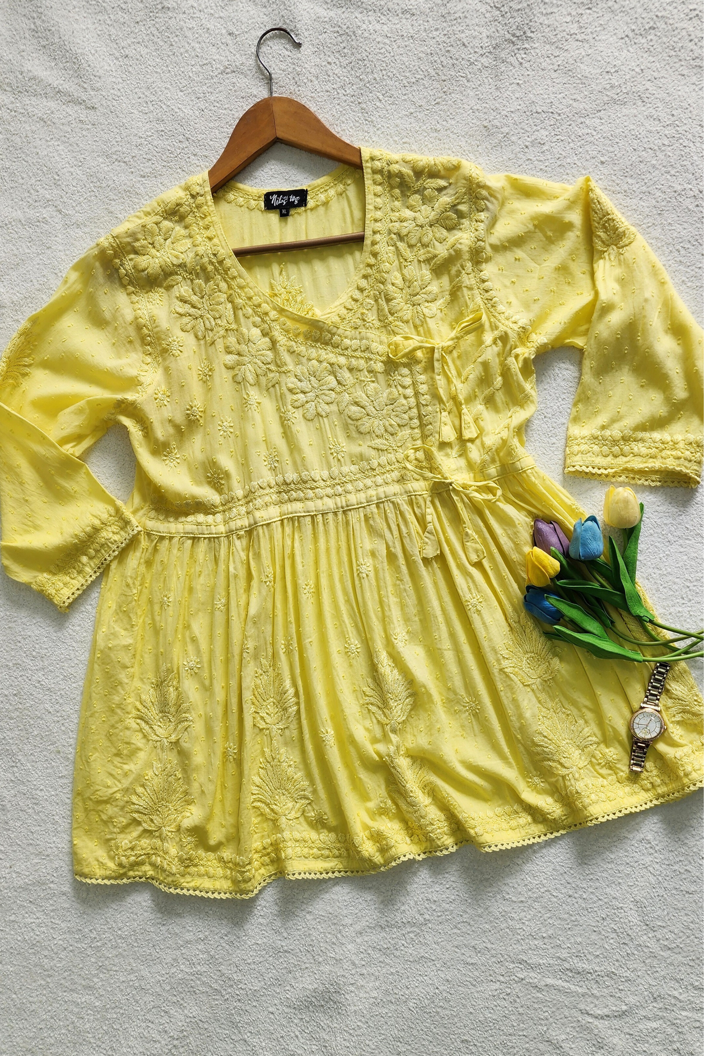 Ira Angrakha Chikankari Mulmul Cotton Short Kurta