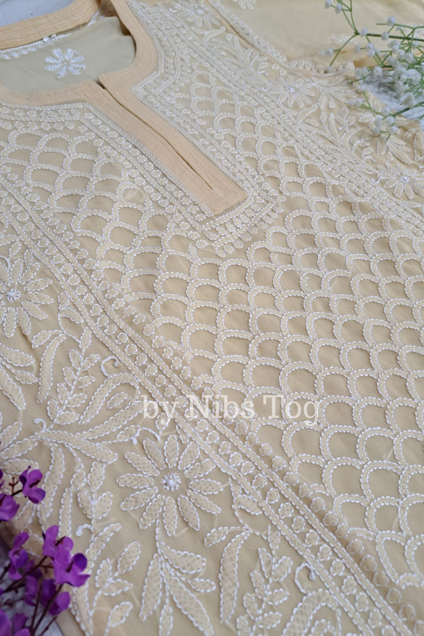 Georgette Heavy Work Straight Chikankari Kurta