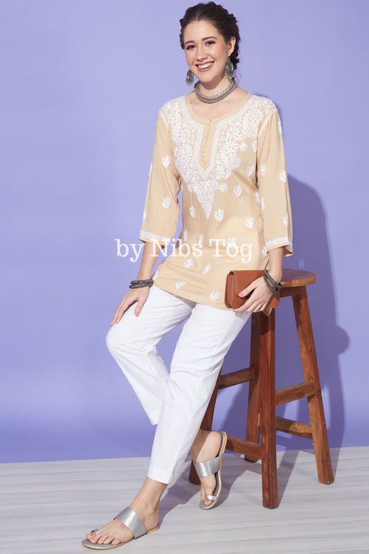 Afsa Modal Short Kurta Beige