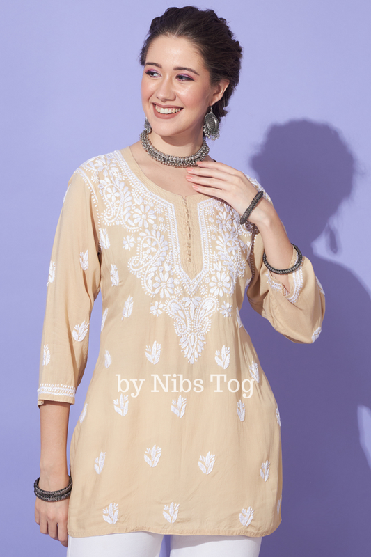 Afsa Modal Short Kurta Beige