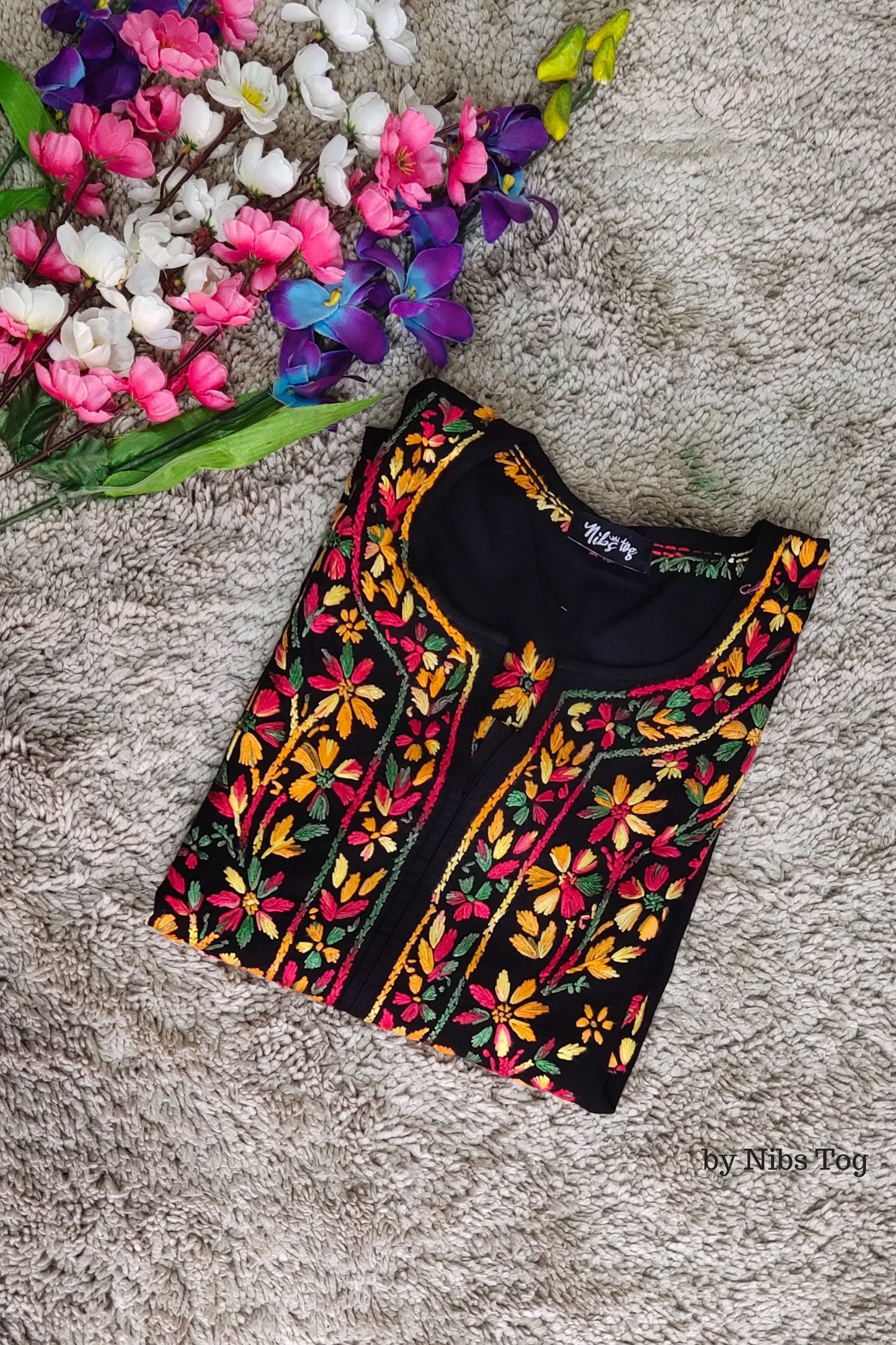 Black Chikankari Kurta Cotton