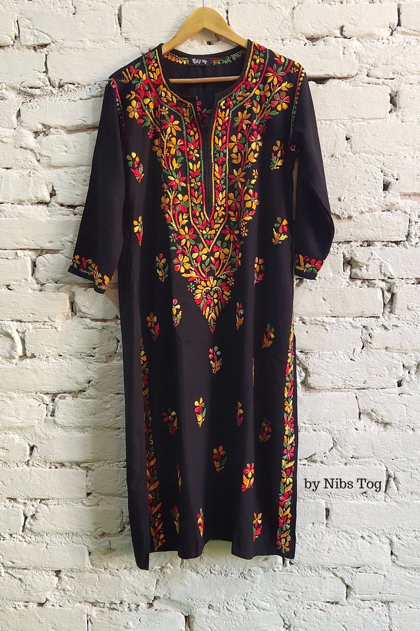 Black Chikankari Kurta Cotton