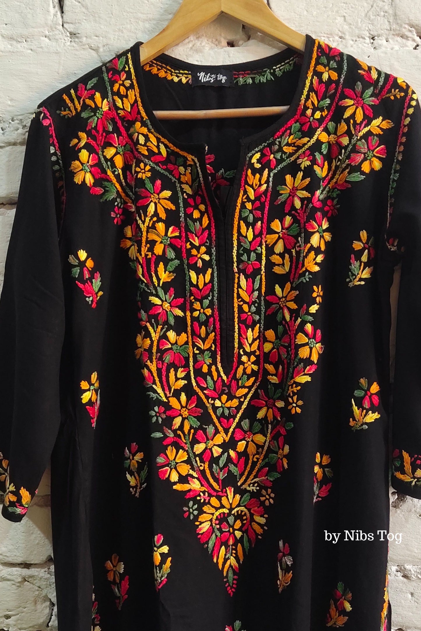 Black Chikankari Kurta Cotton
