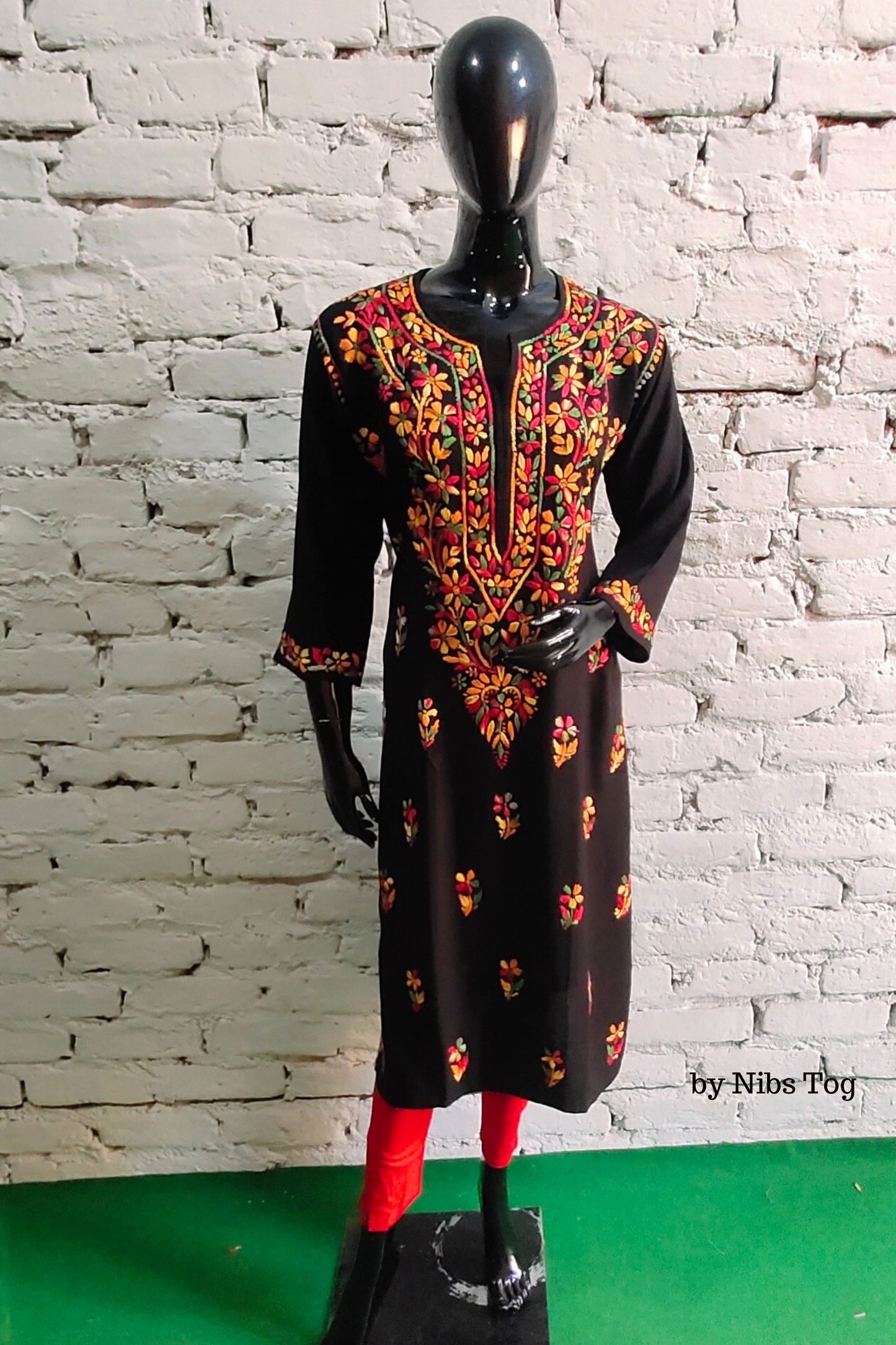 Black Chikankari Kurta Cotton