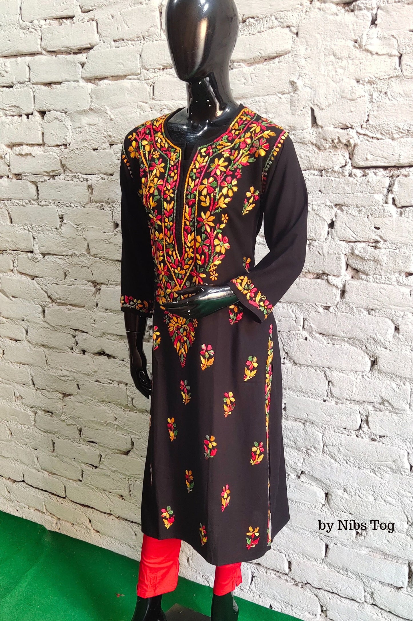 Black Chikankari Kurta Cotton