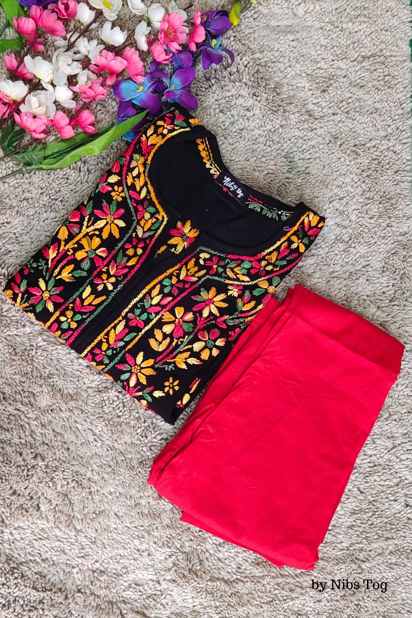 Black Chikankari Kurta Cotton