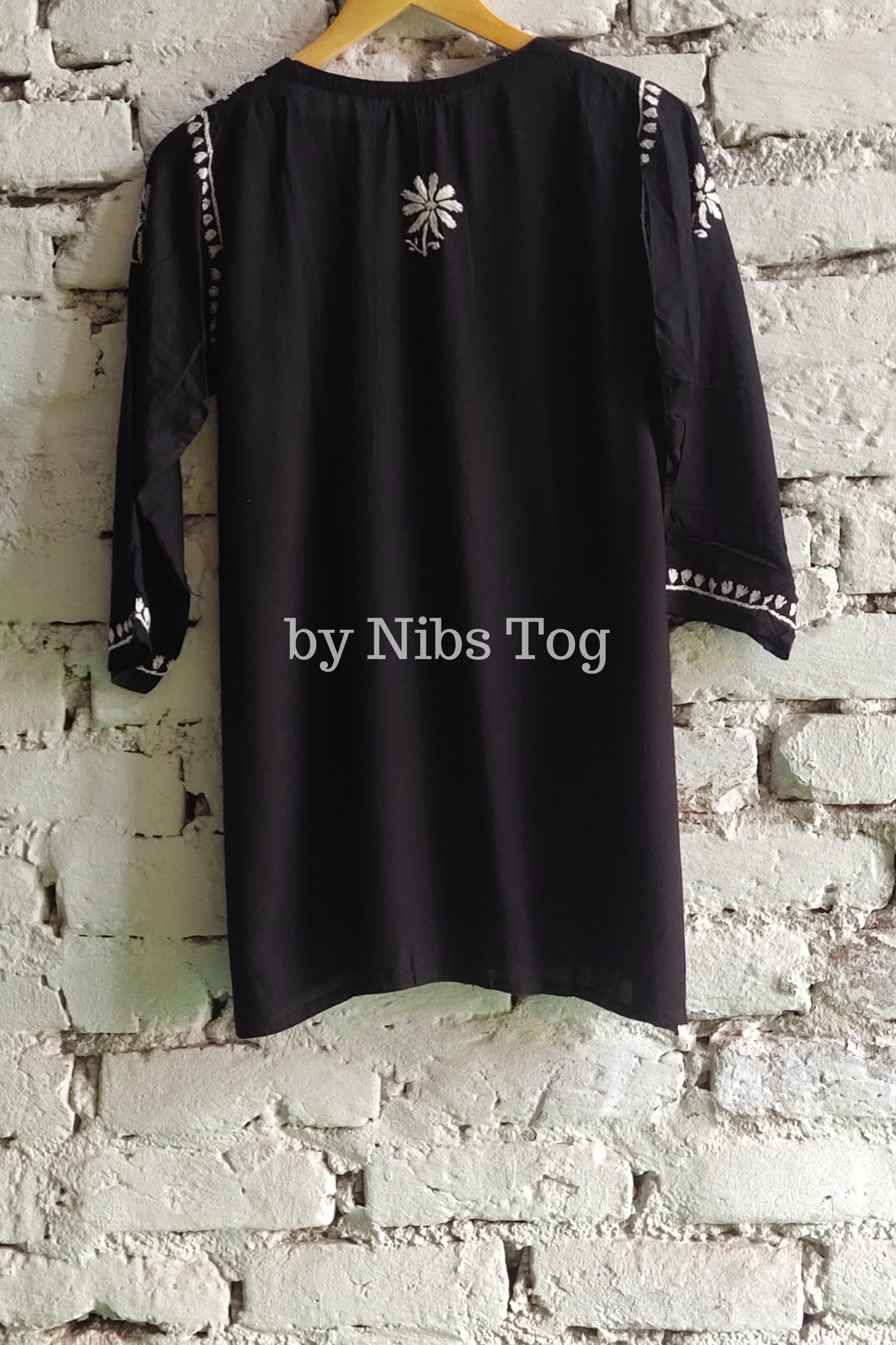 Black Rozana Chikankari Short Kurta