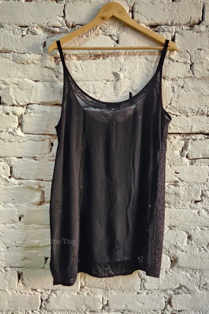 Hoor Black Strappy Chikankari Short kurti/Top