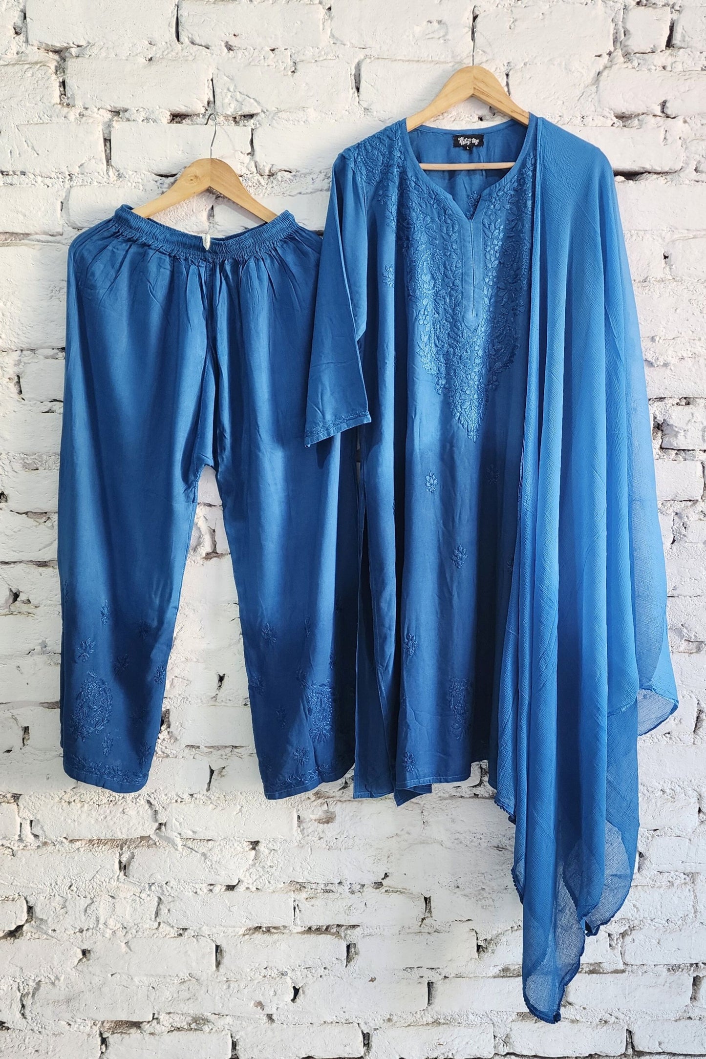 Ombre Kurta Palazzo Set with Dupatta