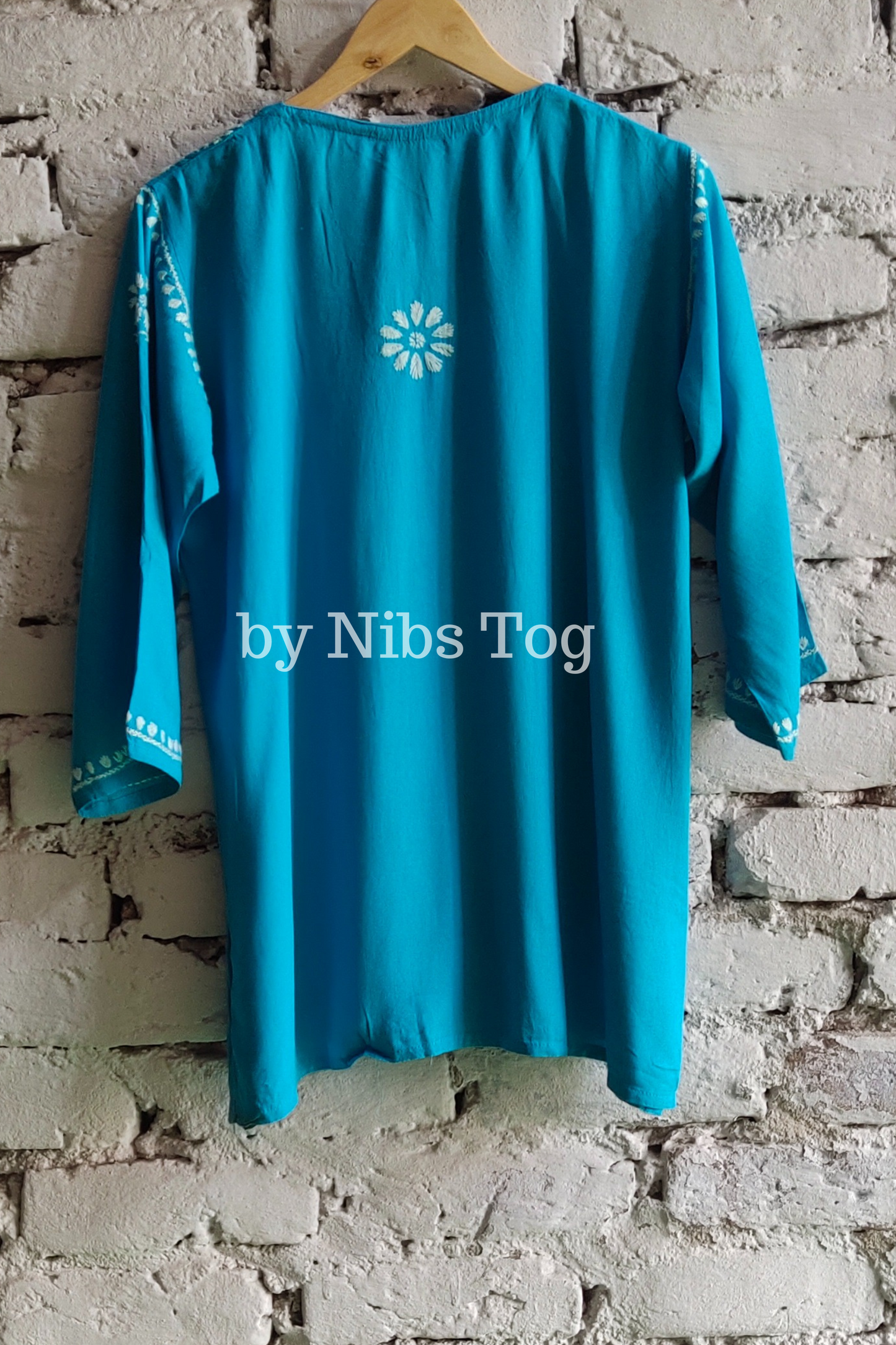 Blue Rozana Chikankari Short Kurta